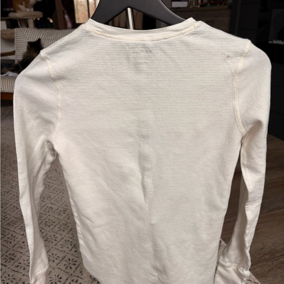 L.L. Bean Women's Cream Long Sleeve Henley - Picture 5 of 5